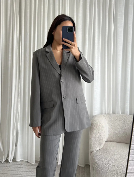 BLAZER À RAYURES GRIS